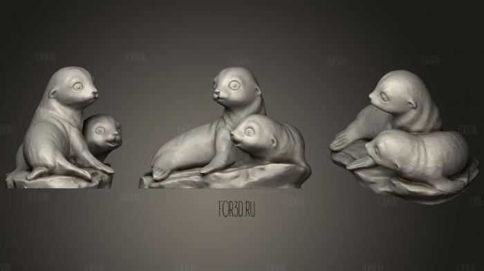 Baby Sea Lions stl model for CNC